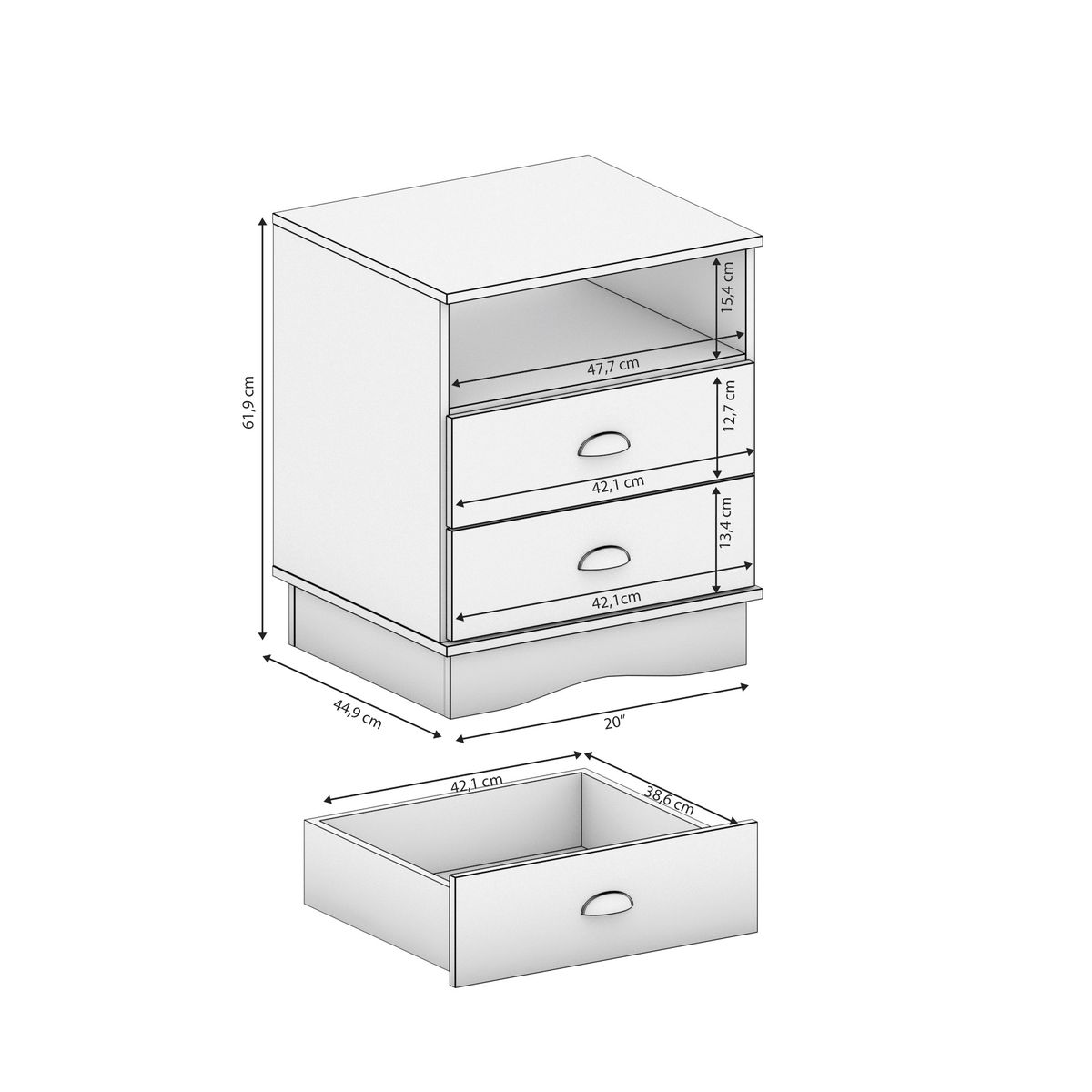 kiki double draw pedestal